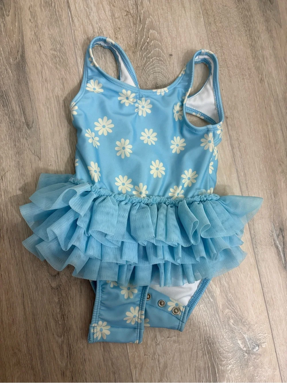 Cat & Jack Light Blue Daisy Tutu Swimsuit